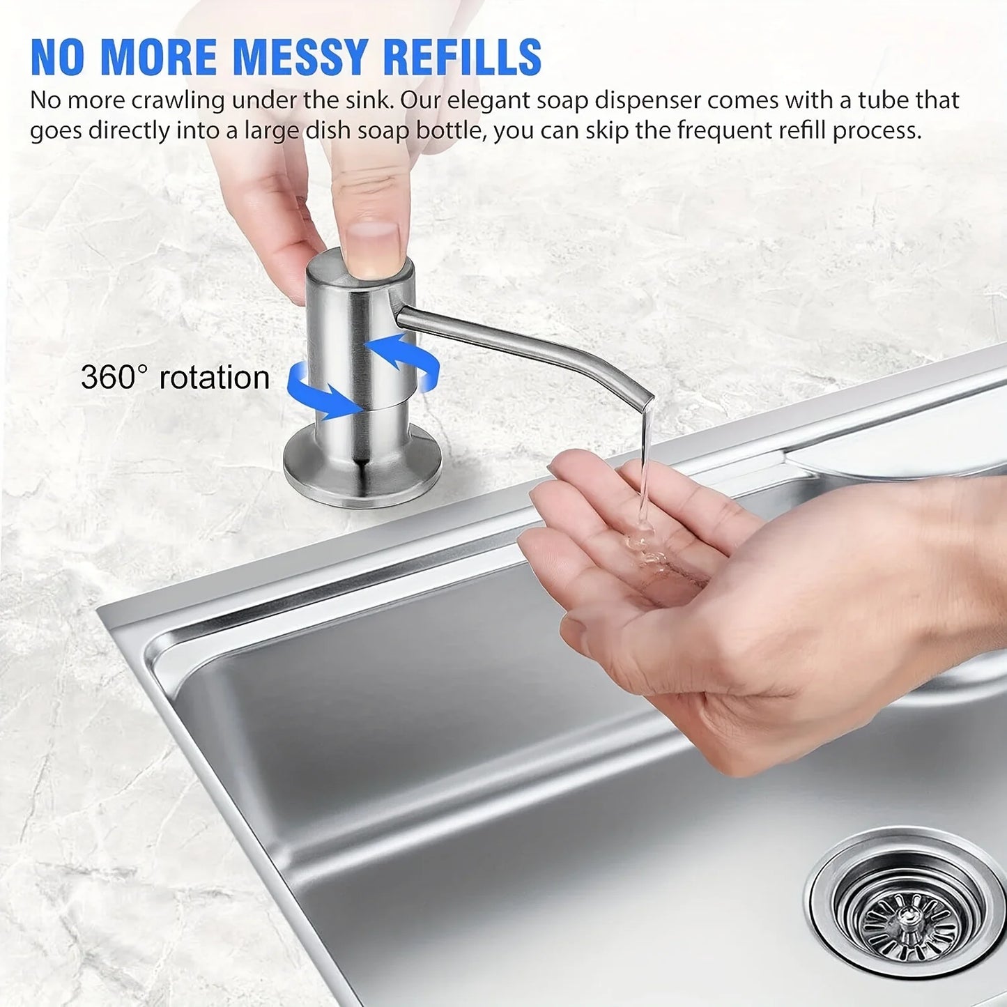 Built-In Kitchen Sink Soap Dispenser with Extension Tube