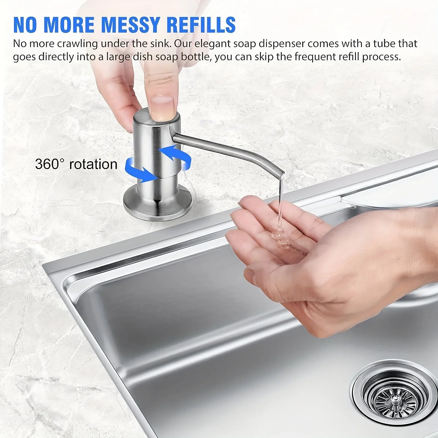 Built-In Kitchen Sink Soap Dispenser with Extension Tube
