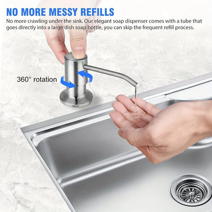 Built-In Kitchen Sink Soap Dispenser with Extension Tube