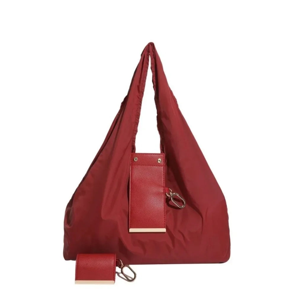 Foldable Reusable Shopping Tote Bag with Keychain