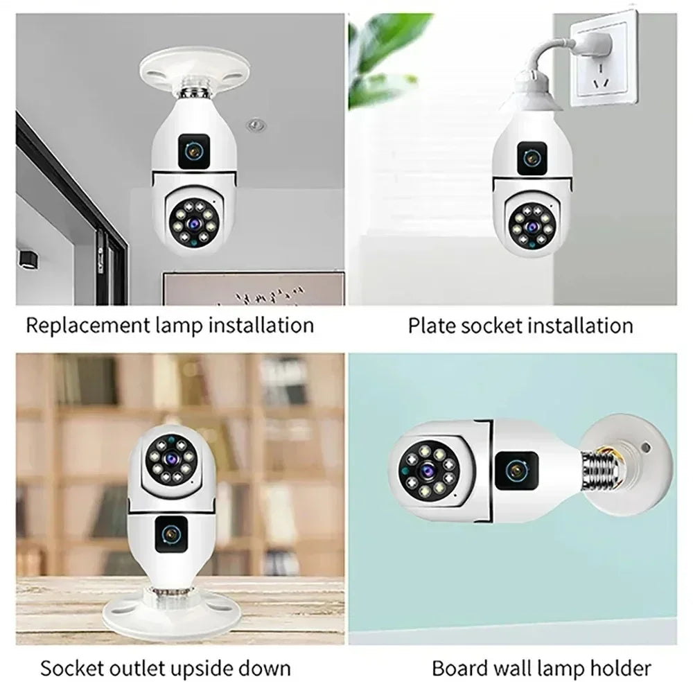 8MP Dual-Lens E27 WiFi Security Camera