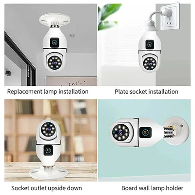 8MP Dual-Lens E27 WiFi Security Camera