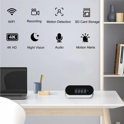 2K WiFi Clock Security Camera with Night Vision