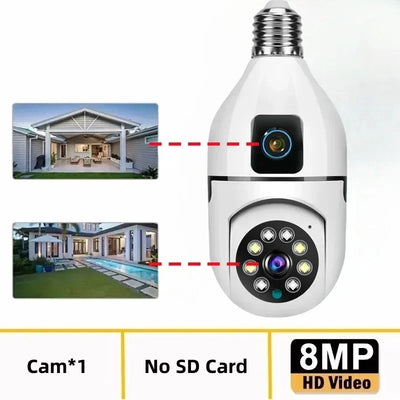 8MP Dual-Lens E27 WiFi Security Camera