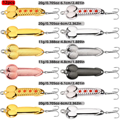 12PCS Metal Fishing Spoon Lure Set