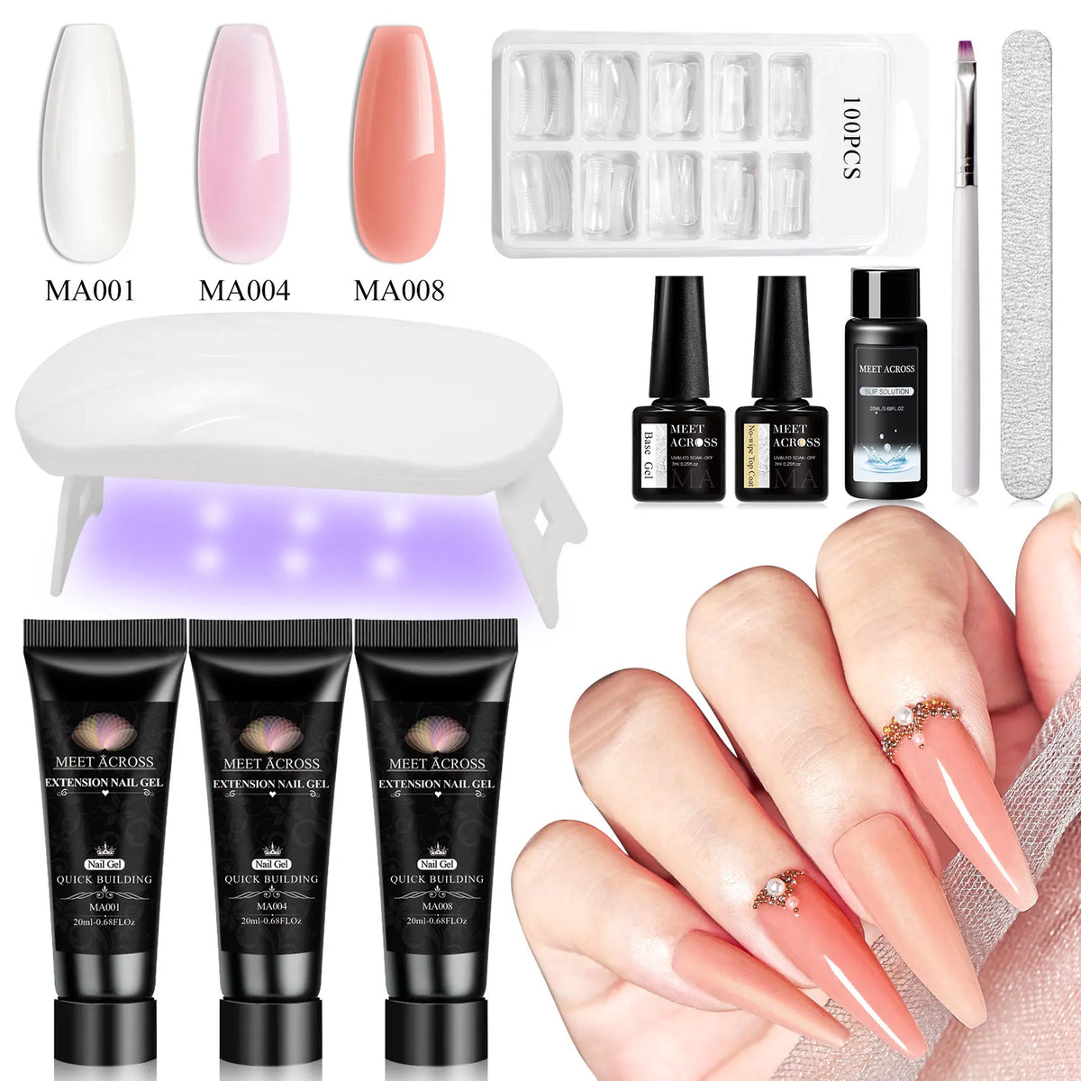 Set de 10 piezas para extensión de uñas de poligel