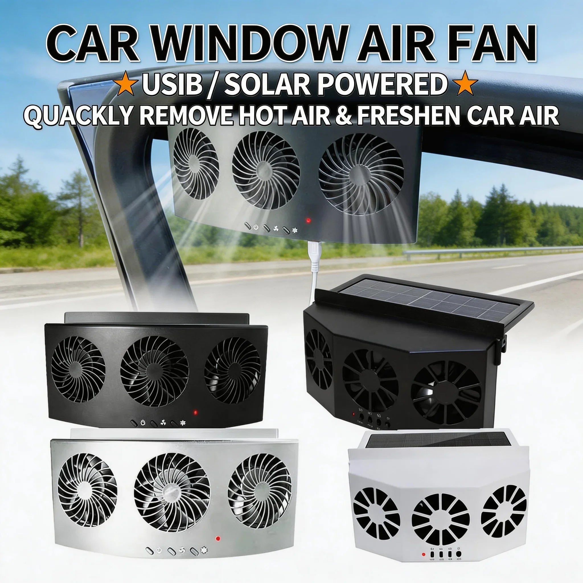 Triple Window Car Fan
