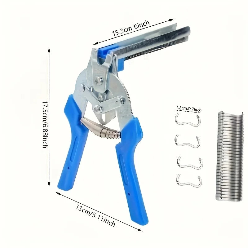 Heavy-Duty Hog Ring Pliers Kit with 600 Clips