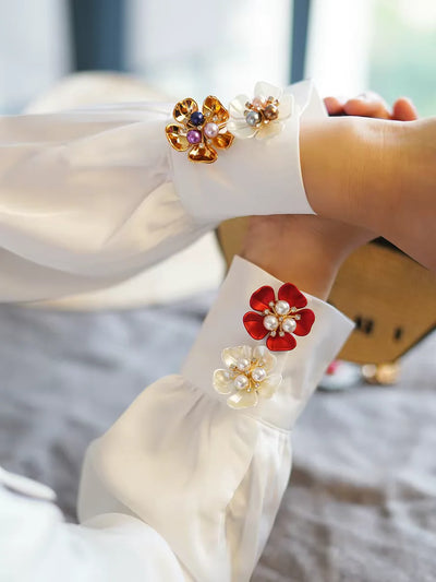 Elegant Flower Button Covers for Shirts & Blouses – 2PCS
