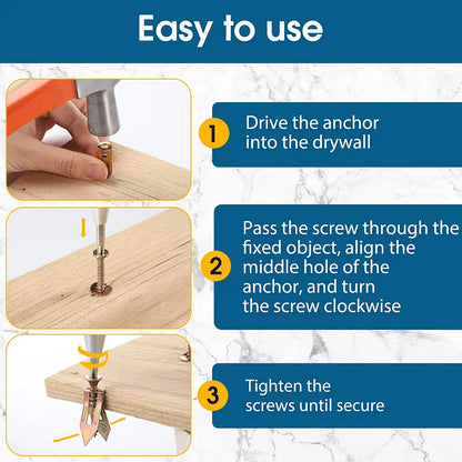 30/60/100Sets Self Drilling Drywall Anchors