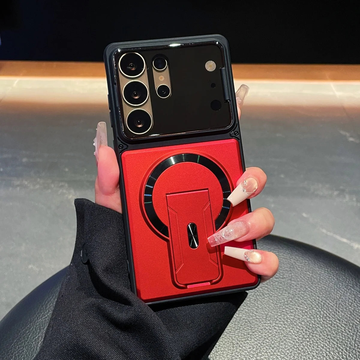 Camera Lens Cap & Magnetic Holder Phone Case for Samsung Galaxy Series