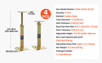 House Floor Support Jacks – 2,500 lbs (4-Pack)